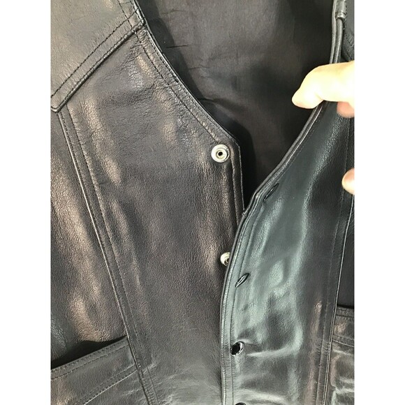 Pro Force Leather Vest Biker motorcycle Men's XL/2X Metalcore heavy metal Black - Picture 8 of 16